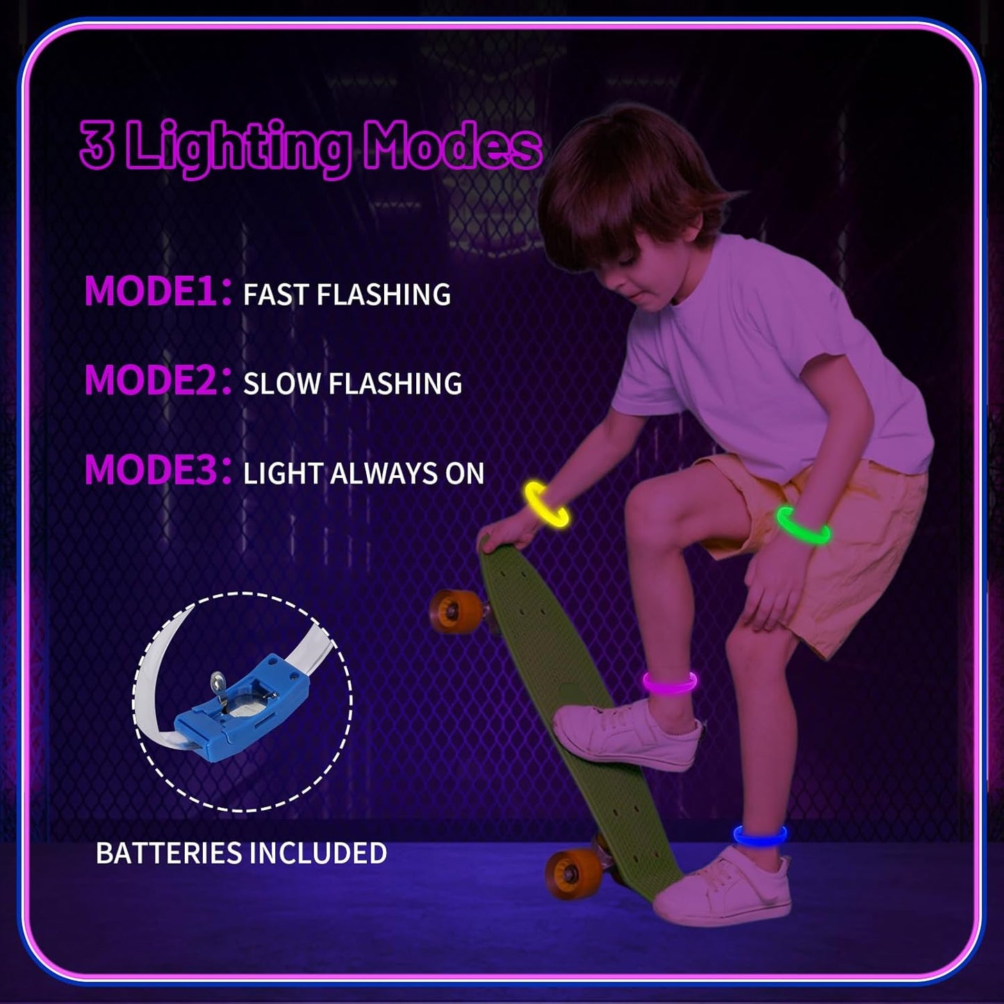 Festival & Parti LED Bileklik 3 Farklı Mod Işıklı 1 Adet