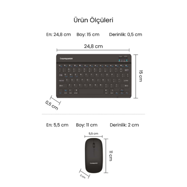 Siyah Kablosuz Klavye Ve Mouse Seti