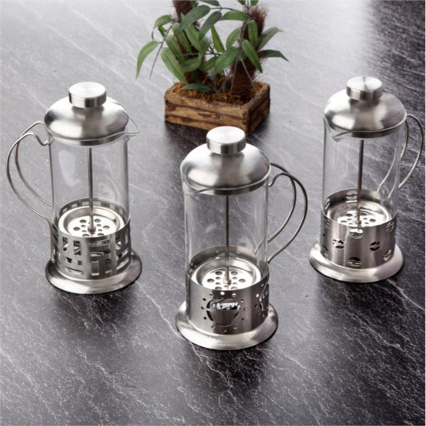 Çelik Kulplu Cam French Press - 350 ml