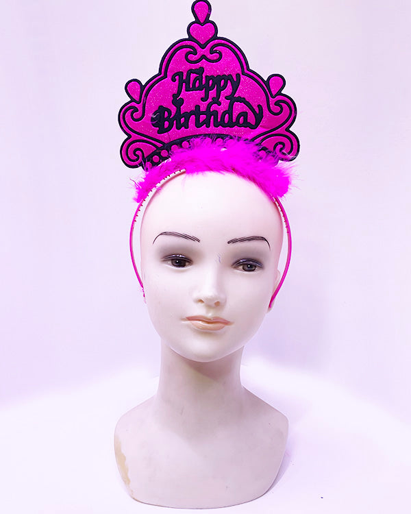 Happy Birthday Neon Fuşya Taç