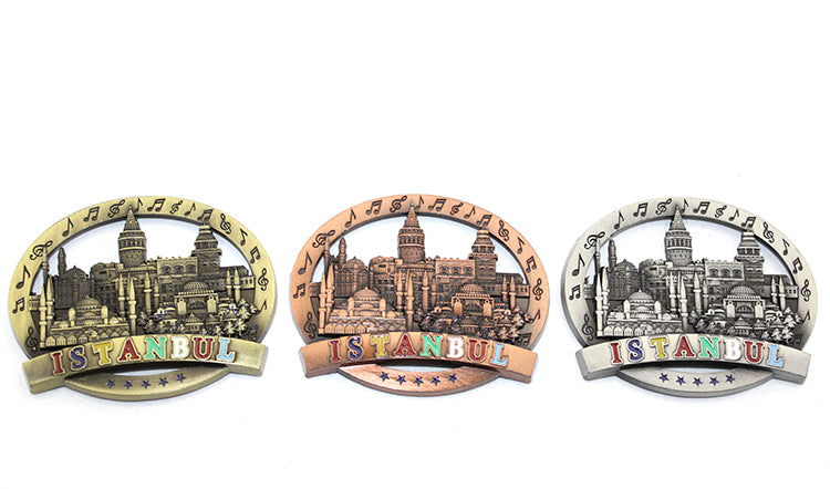 İstanbul Temalı Metal Magnet Yuvarlak Tasarım