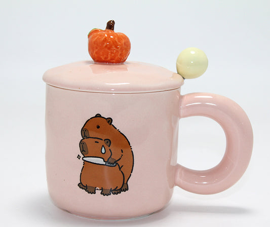 3D Capybara Desenli Porselen Kupa Bardak