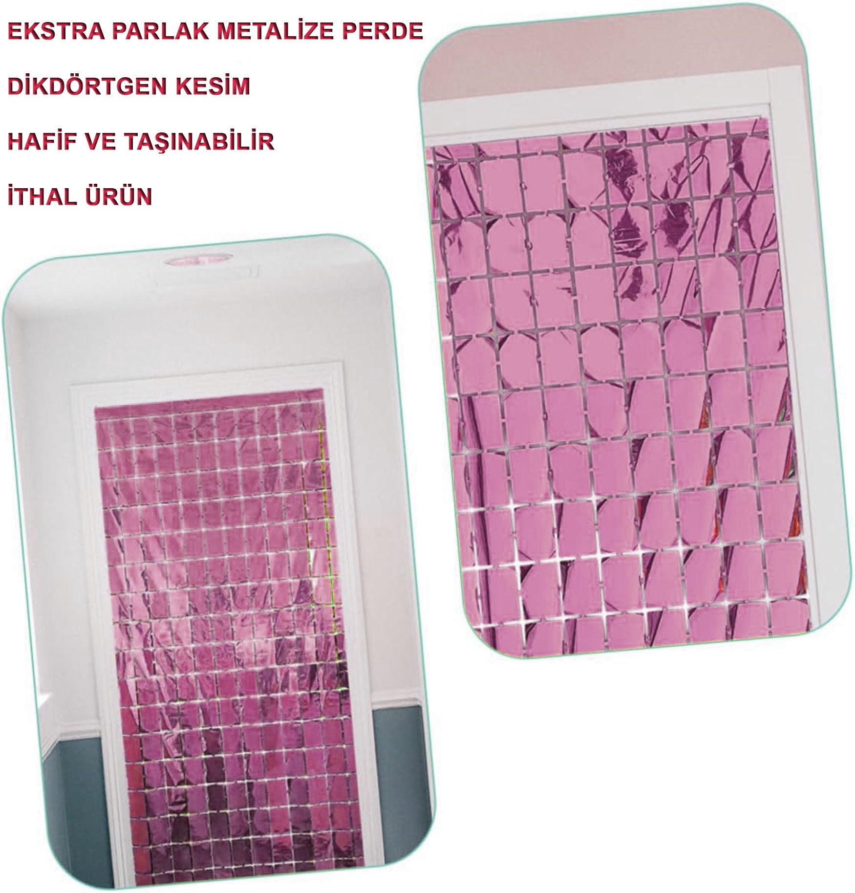Rose Gold Disko Dikdörtgen Kesim Kapı Perdesi