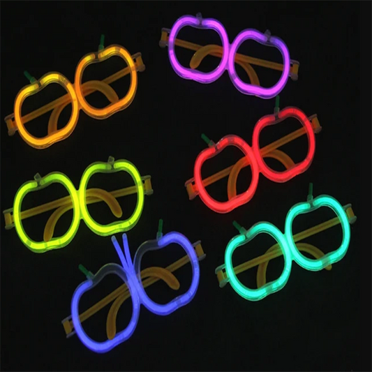 Karanlıkta Parlayan Neon Fosforlu Elma Gözlük Seti - 12 Adet