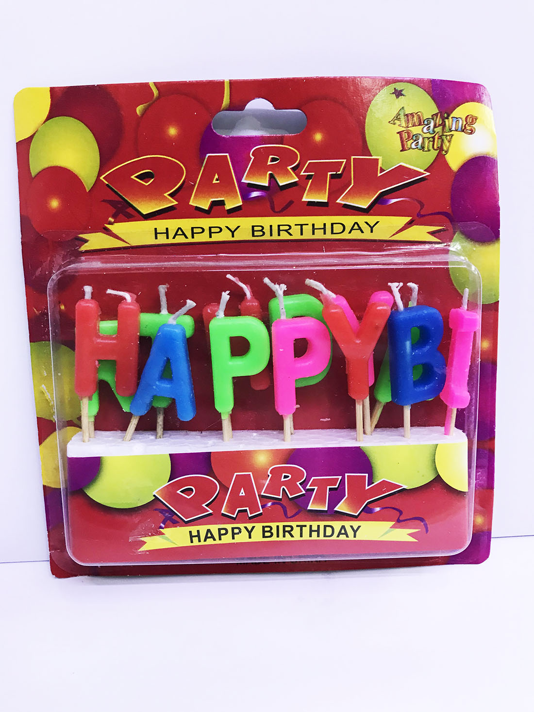 Renkli Happy Birthday Yazılı Mum