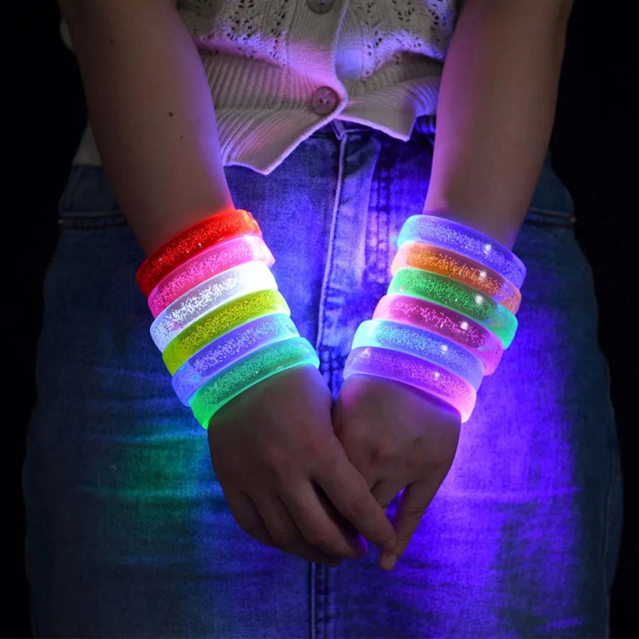 Sarı Led Işıklı Baskı Yapılabilen Pilli Bileklik Bilezik