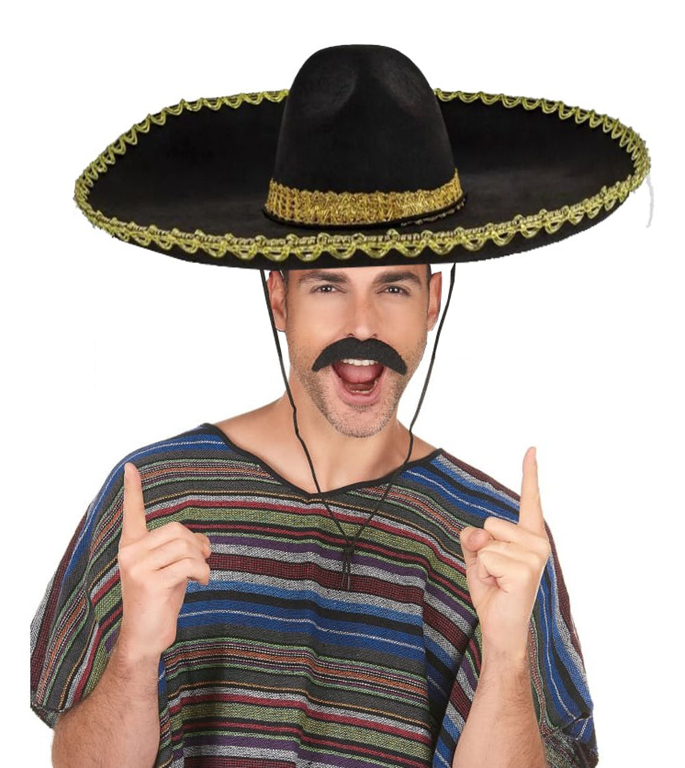 Sombrero Meksika Şapkası Altın Şeritli Yetişkin Boy
